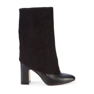 Stuart Weitzman Lucinda Suede and Leather Block-Heel Boots